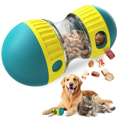 Dog puzzle treat-dispensing ball with an adjustable opening for slow feeding and enrichment